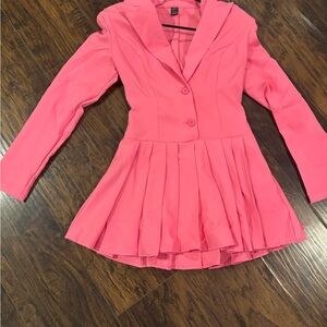 Pink Pleated Blazer Dress